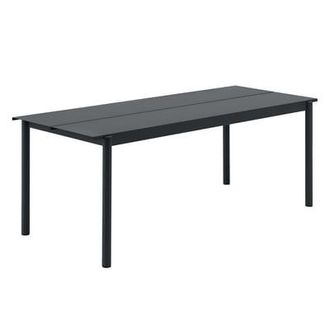 MUUTO Rectangular table Linear - Black - Powder-coated steel - Designer Thomas Bentzen