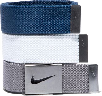 Nike Nike Mens 3 Pack Golf Web Belt, White/Gray/Navy, One size