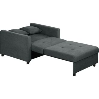 HOMCOM Homcom - Poltrona Letto con 2 Cuscini e Spazio a Scomparsa Marrone Grigio