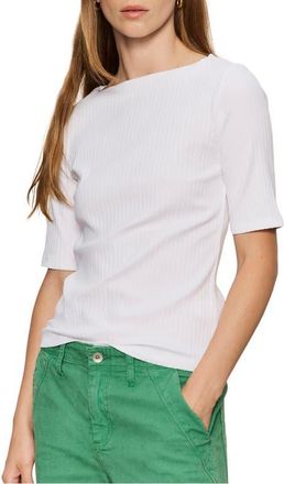 Sanctuary Boat Neck Rib Top in White at Nordstrom, Size X-Small
