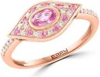 Effy 14K Rose Gold Diamond & Pink Sapphire Ring in Piink at Nordstrom Rack, Size 7