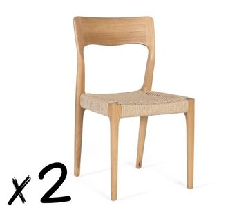 Giner&Colomer Set de 2 sillas fabricadas en madera de caucho