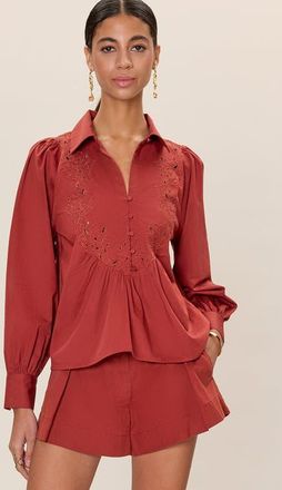 Rebecca Taylor Rachelle Pop Over Blouse in Burnt Sienna at Nordstrom, Size X-Small