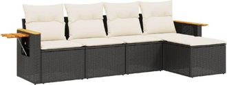 vidaXL Vidaxl - Set De Muebles De Jard&iacute;n 5 Pzas Y Cojines Rat&aacute;n Sint&eacute;tico Negro