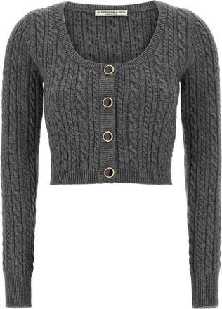 Alessandra Rich Cropped Wool Cardigan