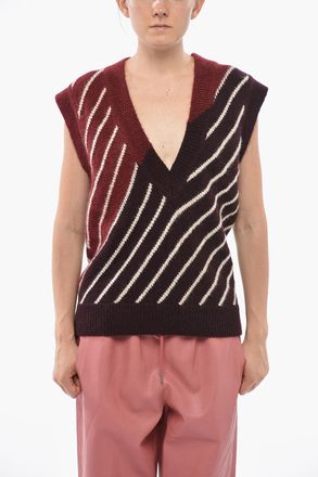 Stella McCartney FRANK STELLA Gilet in Misto Alpaca con Scollo a V Stella McCartney