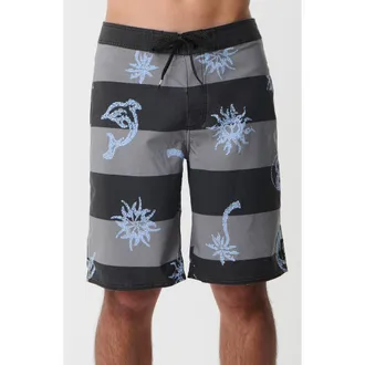 Rip Curl Mirage Disorder Striped Board Shorts in Black at Nordstrom, Size 30