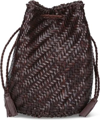 Dragon Diffusion Braided Leather Drawstring Tassel Bucket Bag