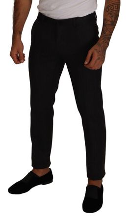 Dolce & Gabbana Mens Gray Check Wool Formal Trouser Dress Pants Virgin