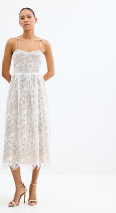 Lucy Paris Womens Astoria vanilla guipure midi dress