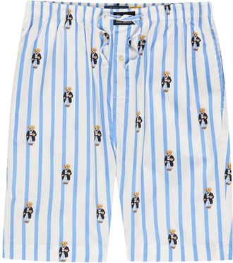 Polo Ralph Lauren Striped Polo-bear Cotton-poplin Sleep Shorts - Blue - XL