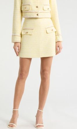 Avec Les Filles Tweed Mini Skort in Light Yellow at Nordstrom, Size 10