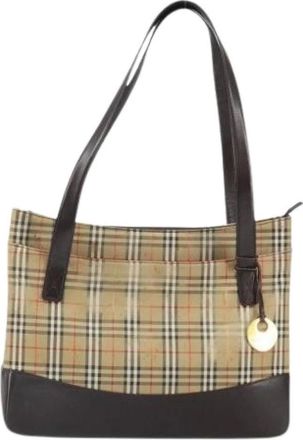 Burberry Pre-owned Tote Bags, female, Beige, Size: ONE SIZE Pre-owned Canvas Shoulder Bag
