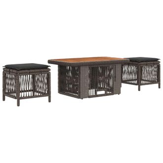 vidaXL Conjunto De Comedor De Jard&iacute;n 3 Pcs Gris Y Gris Oscuro Vidaxl