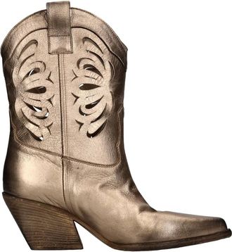 Elena Iachi Schoenen, Dames, Beige, 36 EU, Leer, Texaanse Enkellaarsjes