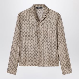Gucci Bowling shirt in silk twill with all-over GG print