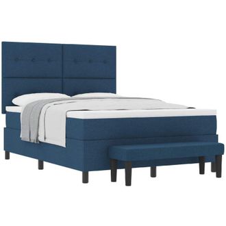 vidaXL Box Spring Bed with Mattress Blue 160 x 200 cm Fabric vidaXL