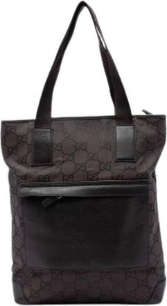 Gucci Pre-owned Tote Bags, female, Brown, Size: ONE SIZE Pre-owned Nylon Tote Bag