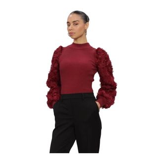 Y.A.S Y.a.s - Yasrunella LS High Neck Knit Pullover - Dames - Truien - Rood - Maat: M Nylon
