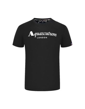 Aquascutum Mens Aquascutum London Brand Logo Black T-Shirt - Size: 38
