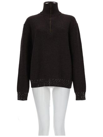 Maison Margiela Brown Deconstructed High-Neck Wool-Blend Sweater