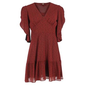 Michael Kors MICHAEL Michael Kors Bedrukte mini-jurk met watervalmouwen in rood polyester