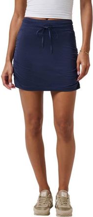 Travis Mathew Skyline Ruched Tie Waist Miniskirt in Heather Navy Blazer at Nordstrom, Size Xx-Large