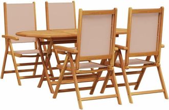 vidaXL Conjunto De Comedor De Jard&iacute;n Plegable 5 Pcs Taup&eacute; Vidaxl