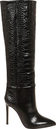 PARIS TEXAS Crocodile-Effect Leather Pointed-Toe Stiletto Boots