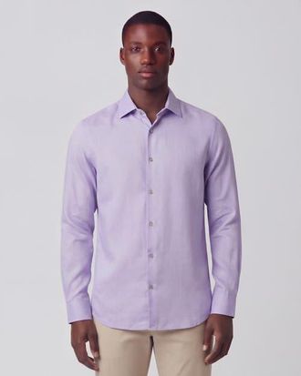 Lords of Harlech Linen Long Sleeve Shirt in Lavender at Nordstrom, Size X-Large