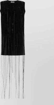Jil Sander mini dress with fringe and round neckline