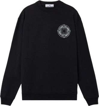 Stone Island 6100001 Oversized Fit Outline Compass Print Sweatshirt Black L1S1561000-01S0283-V0029
