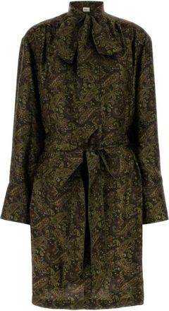 Saint Laurent Kleedjes, Dames, Veelkleurig, S, Lavalli&egrave;re Jurk in Paisley Zijde Twill
