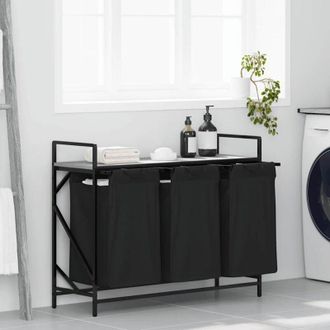 vidaXL Cesto per la Biancheria 3 Scomparti con Ripiano Grigio Sonoma - Vidaxl