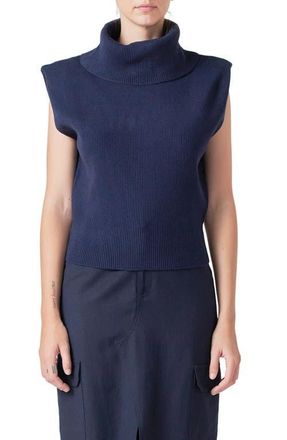 Grey Lab Sleeveless Rib Turtleneck Sweater in Navy at Nordstrom, Size X-Small
