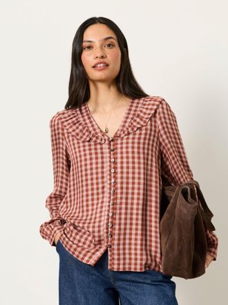 Fat Face FatFace Alba Rose Pink Gingham Blouse
