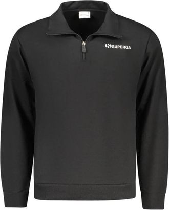 Superga Katoenen sweatshirt met ronde hals en geribde boorden - Heren - Sweatshirts - Zwart - L - Katoen - Hoodies & sweatvesten