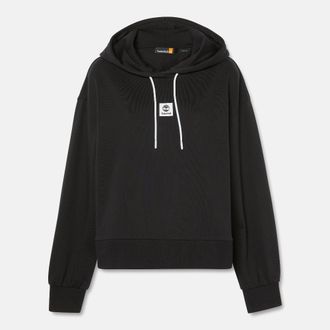 Timberland Womens Timberland Stack Logo Loop Back Hoodie in Black