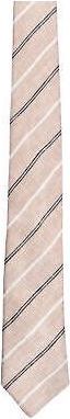 Brunello Cucinelli Brunello Cucinelli Mens Striped Silk Tie - Tan Linen - One Size