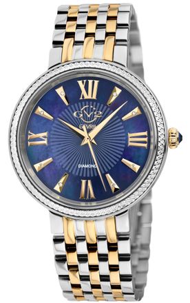 Gevril Group GV2 WoMens Genoa 12534 Swiss Quartz Blue Mother of Pearl Diamond Two-Tone Stainless Steel Watch - Silver & Gold - One Size