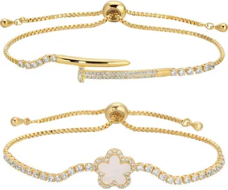 Eye Candy Los Angeles Louise Set of 2 Assorted Slider Bracelets in Gold at Nordstrom Rack