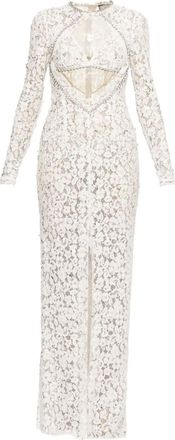 Nissa Abito lungo in pizzo con paillettes - Bianco