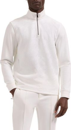 Bugatchi Soft Touch Quarter Zip Sweatshirt in Chalk at Nordstrom, Size X-Large
