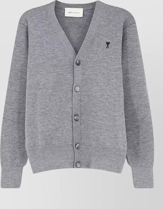 Ami wool v-neck ribbed cardigan