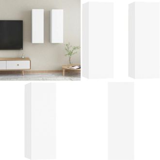 vidaXL Mobili Porta TV 2pz Bianchi 30,5x30x90 cm in Legno Multistrato - Mobili TV - Armadio porta TV