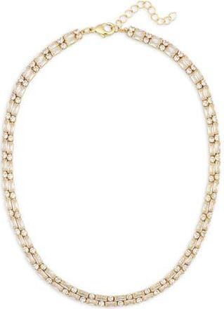 Nordstrom Rack Round & Baguette Cut Cubic Zirconia Collar Necklace in Clear- Gold at Nordstrom Rack