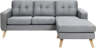 VENTE-UNIQUE.COM Sof&aacute; rinconera poli&eacute;ster 4 plazas gris 198x160cm