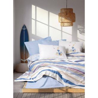 Dmora Funda N&oacute;rdica Matrimonial Austintown, Funda De Almohada Incluida, Estructura De Tela, 260x220 Cm Azul