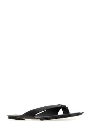 Maison Margiela Womens Black Leather Anatomic Thong Slippers Nero Flat Shoes