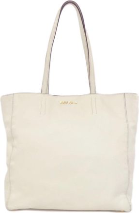 Miu Miu White Leather Tote Bag (Pre-Owned)